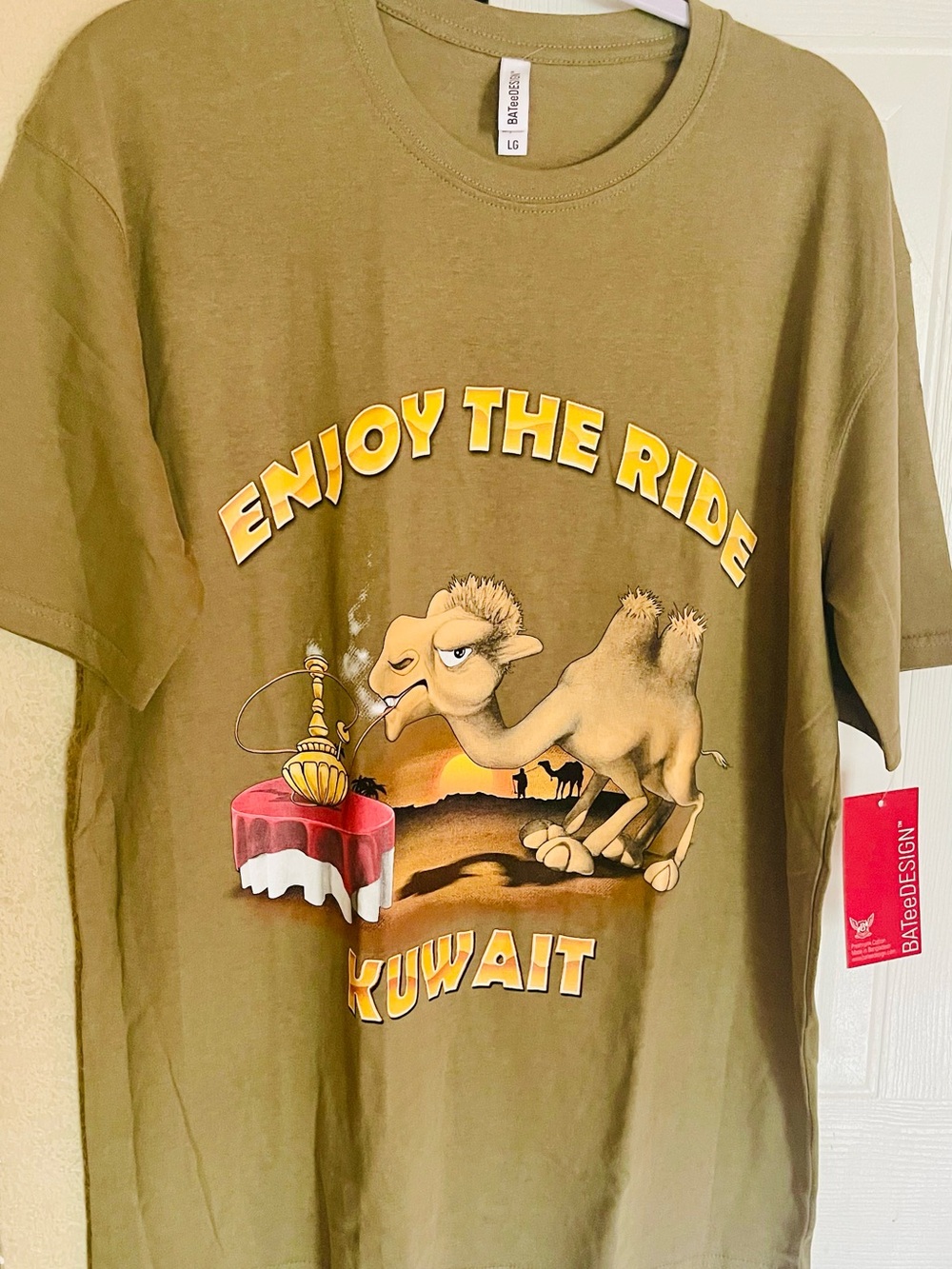 Enjoy The Ride Kuwait Camel Graphic Tee - Olive Green